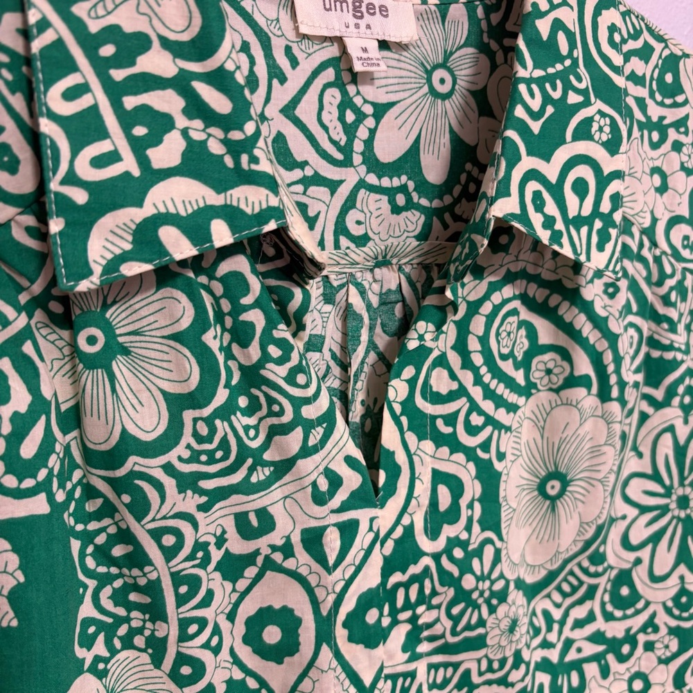 Umgee Boho Cream and Green Floral Paisley Print Secret Garden Dress - Picture 3 of 9